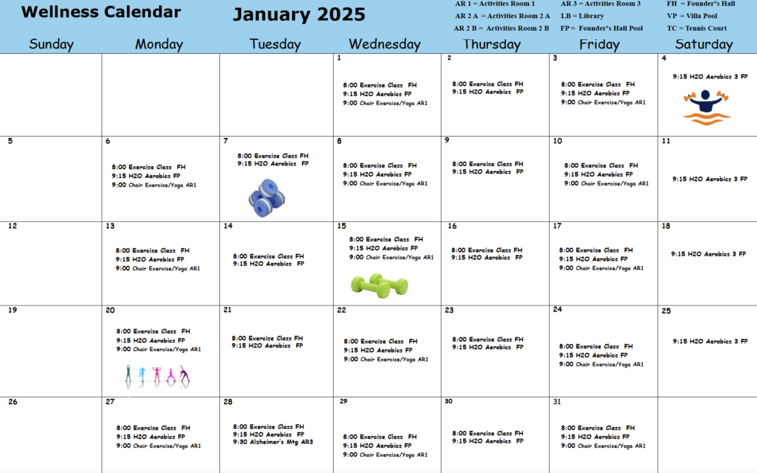 Wellness Calendar January 2025